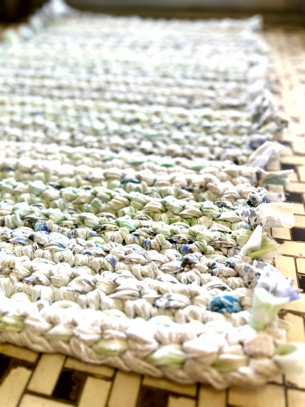 upcycle fabric into a beautiful rag rug with crochet. Keep the tools ...