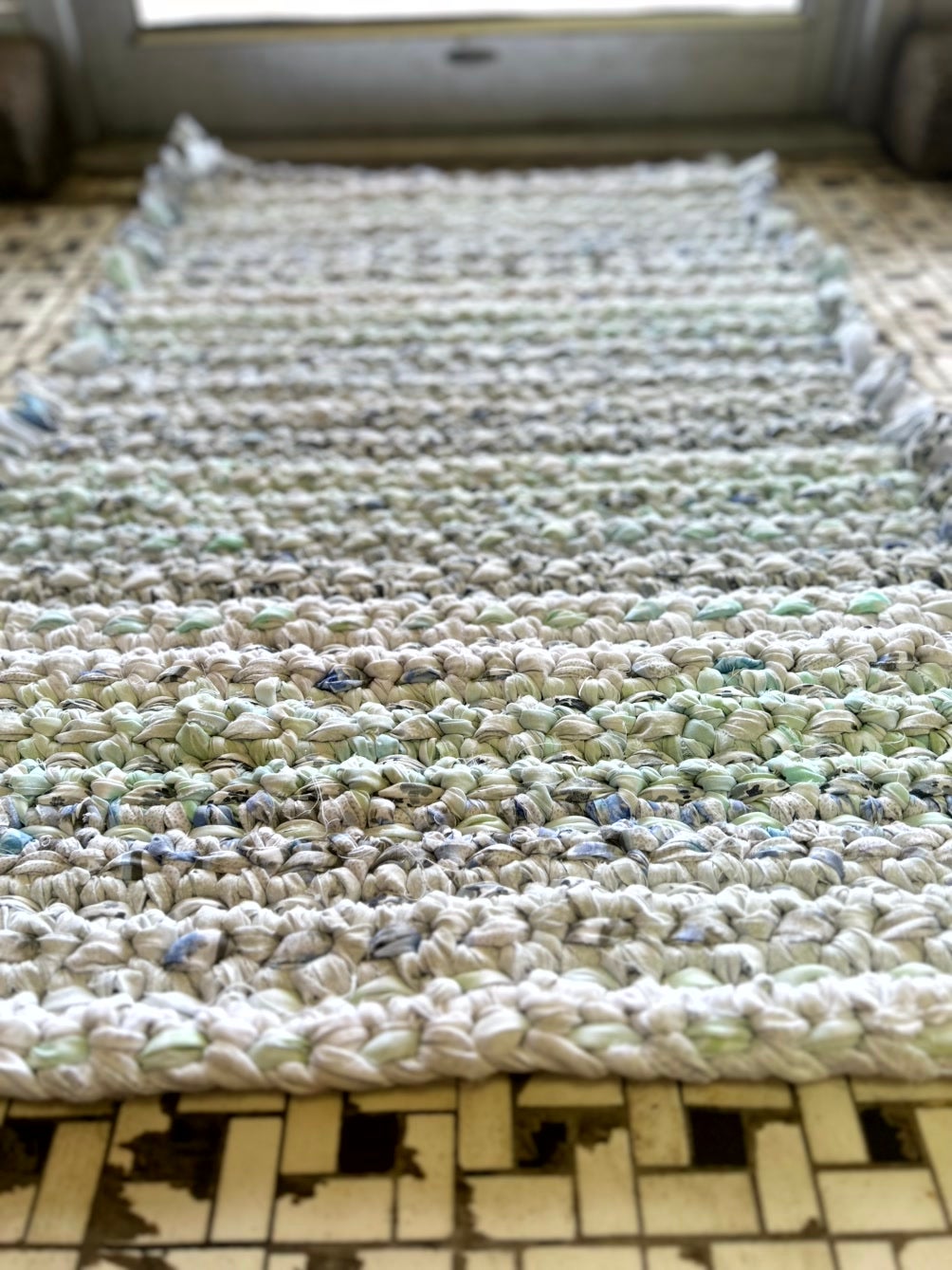 upcycle fabric into a beautiful rag rug with crochet. Keep the tools ...