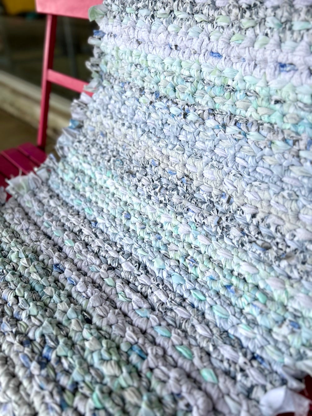 upcycle fabric into a beautiful rag rug with crochet. Keep the tools ...